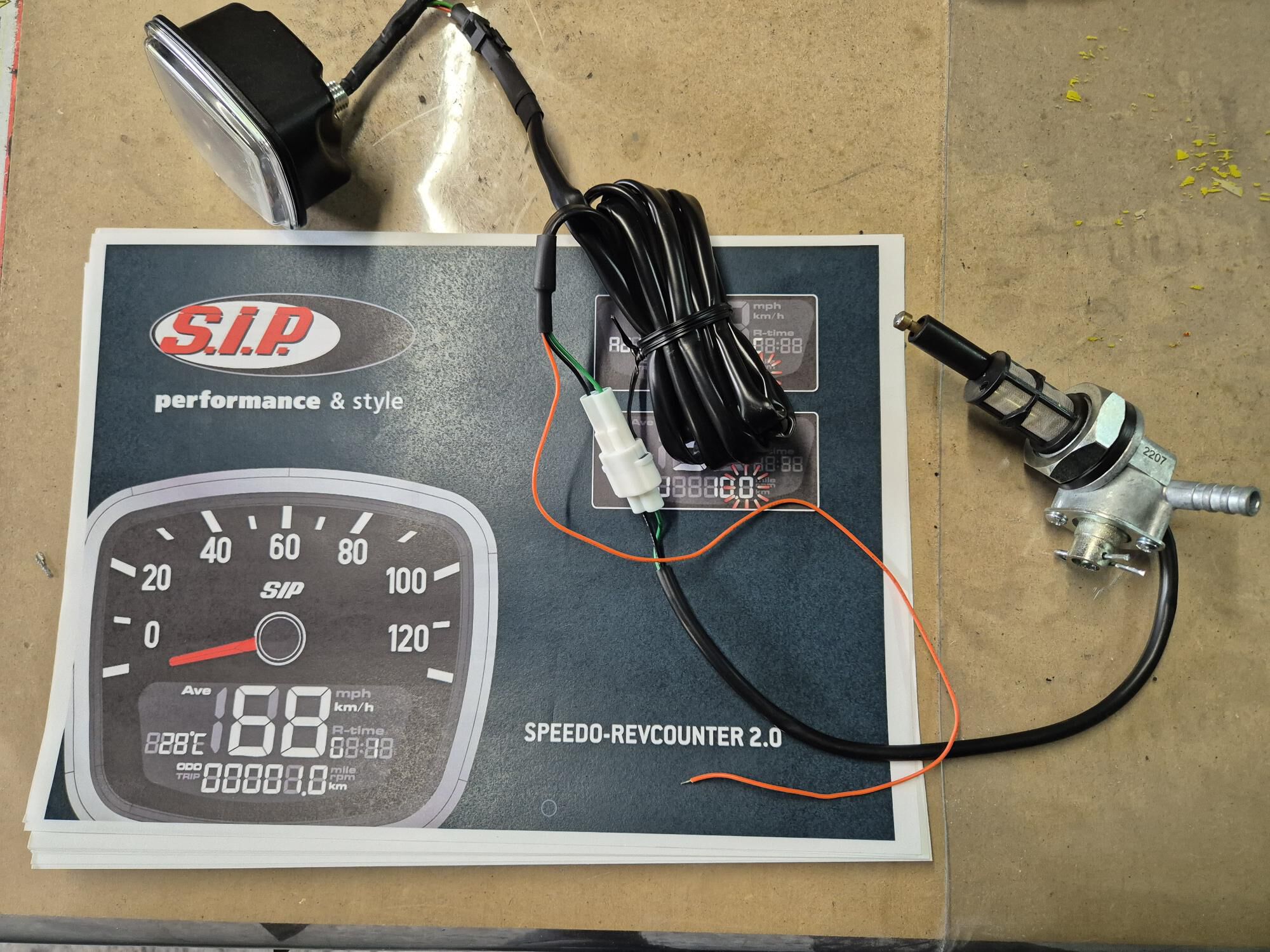 Speedo all hooked up with extra wire..