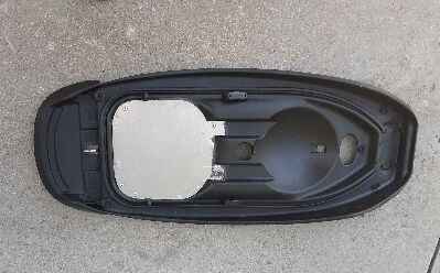 Bottom of seat pan.