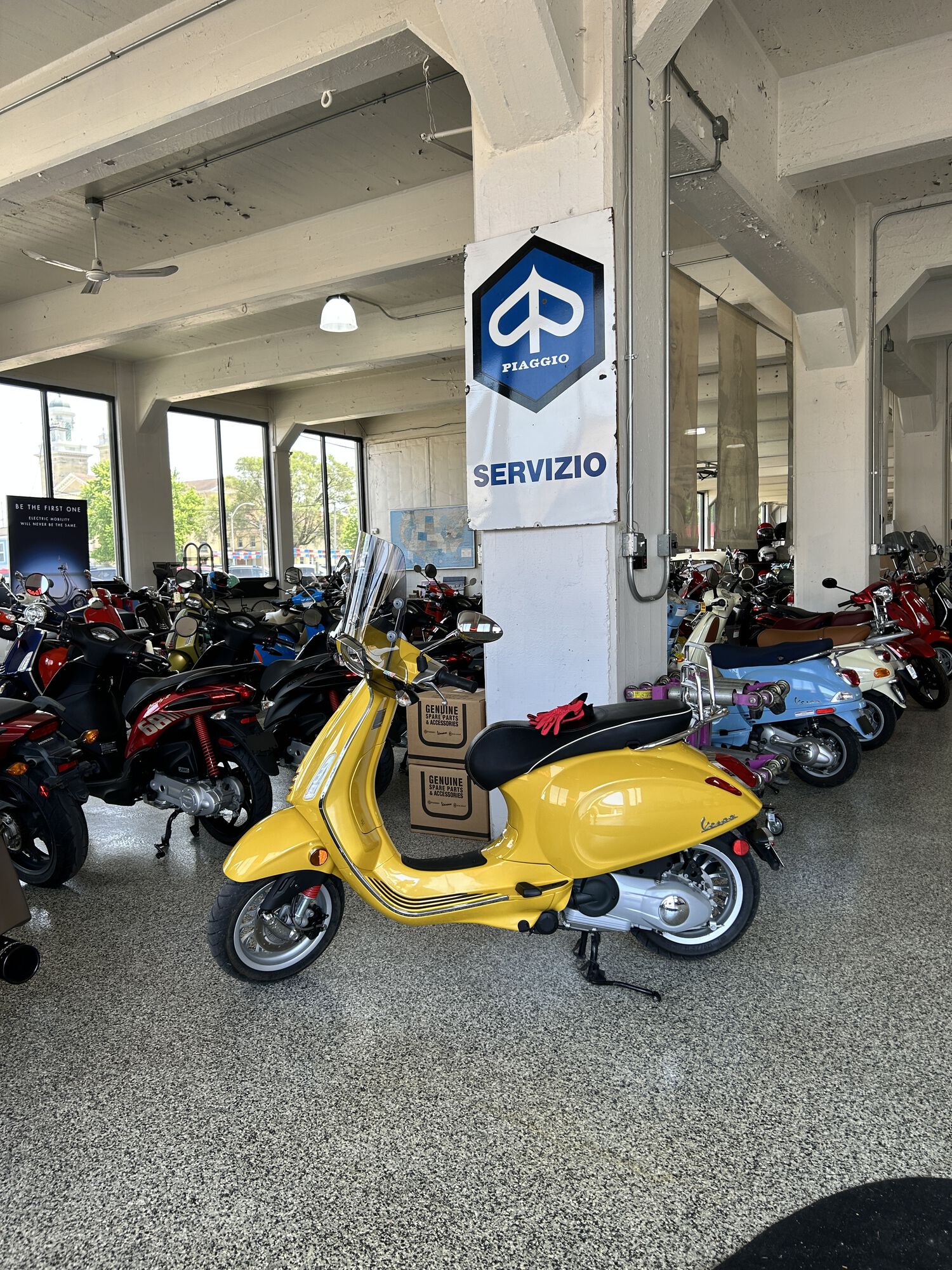 My Sprint 150 chilling in front of the service sign:)