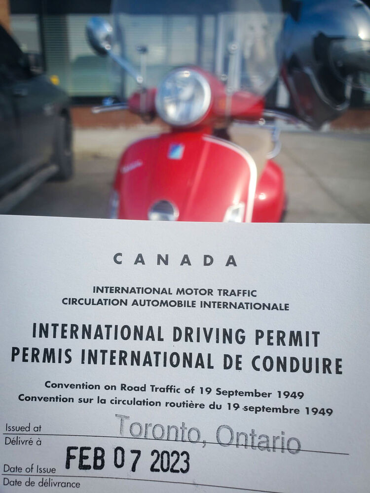 Yesterday I was breaking up ice in my driveway. Today I picked up my International Driver's License about a 25 minute ride from home.
