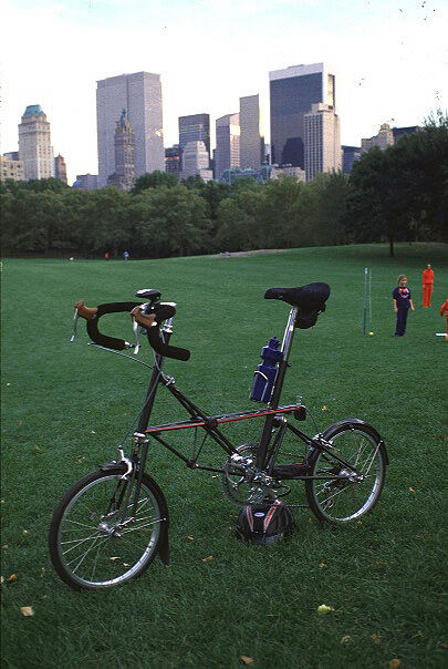 Tiny Dancer II: an Alex Moulton AM14S: This photo (taken in Central Park, NYC) was taken a few weeks after purchase in August 1985. Still ride it, and love it. The Vespa is an obvious influence.