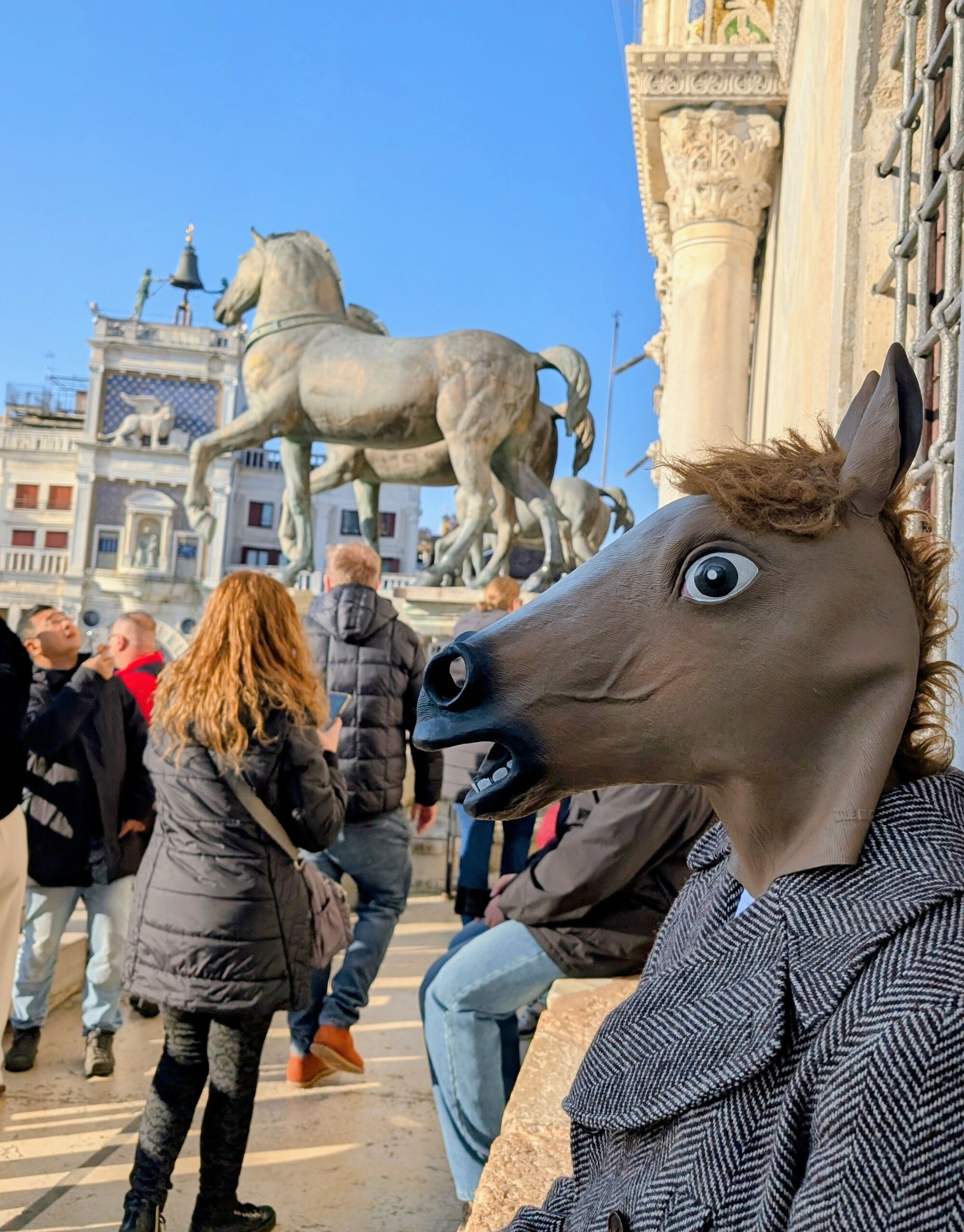 For a brief beautiful moment there were five horses atop St Mark's Basilica