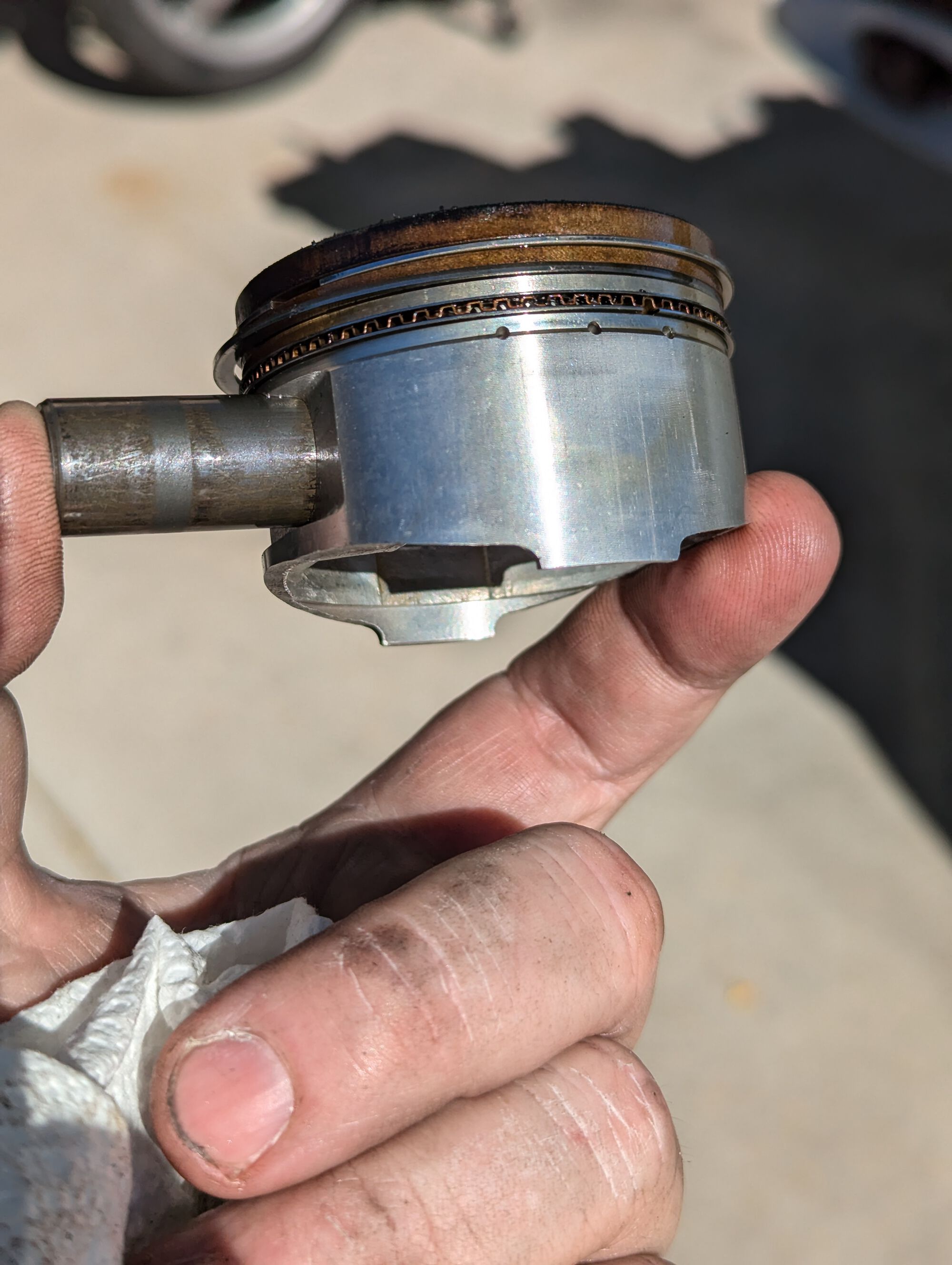Piston looked decent. The pin, not so much.