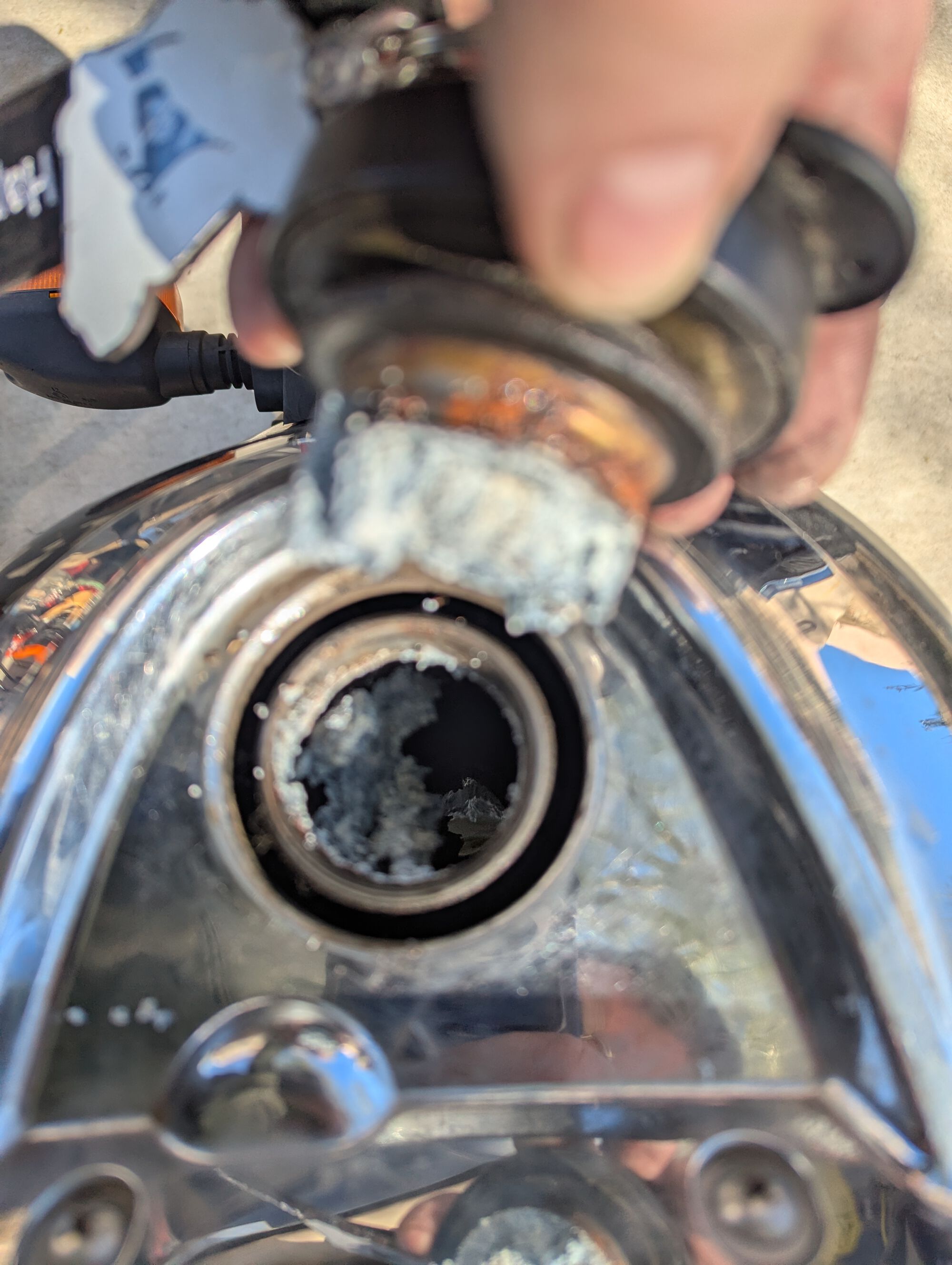 Rotten cap. Part of it crumbled into the tank!