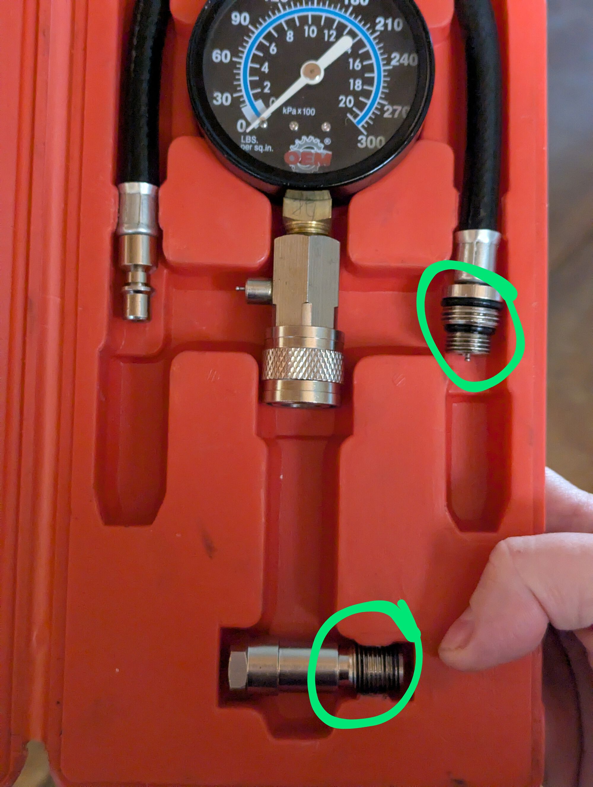 Lubricate the areas circled in green.