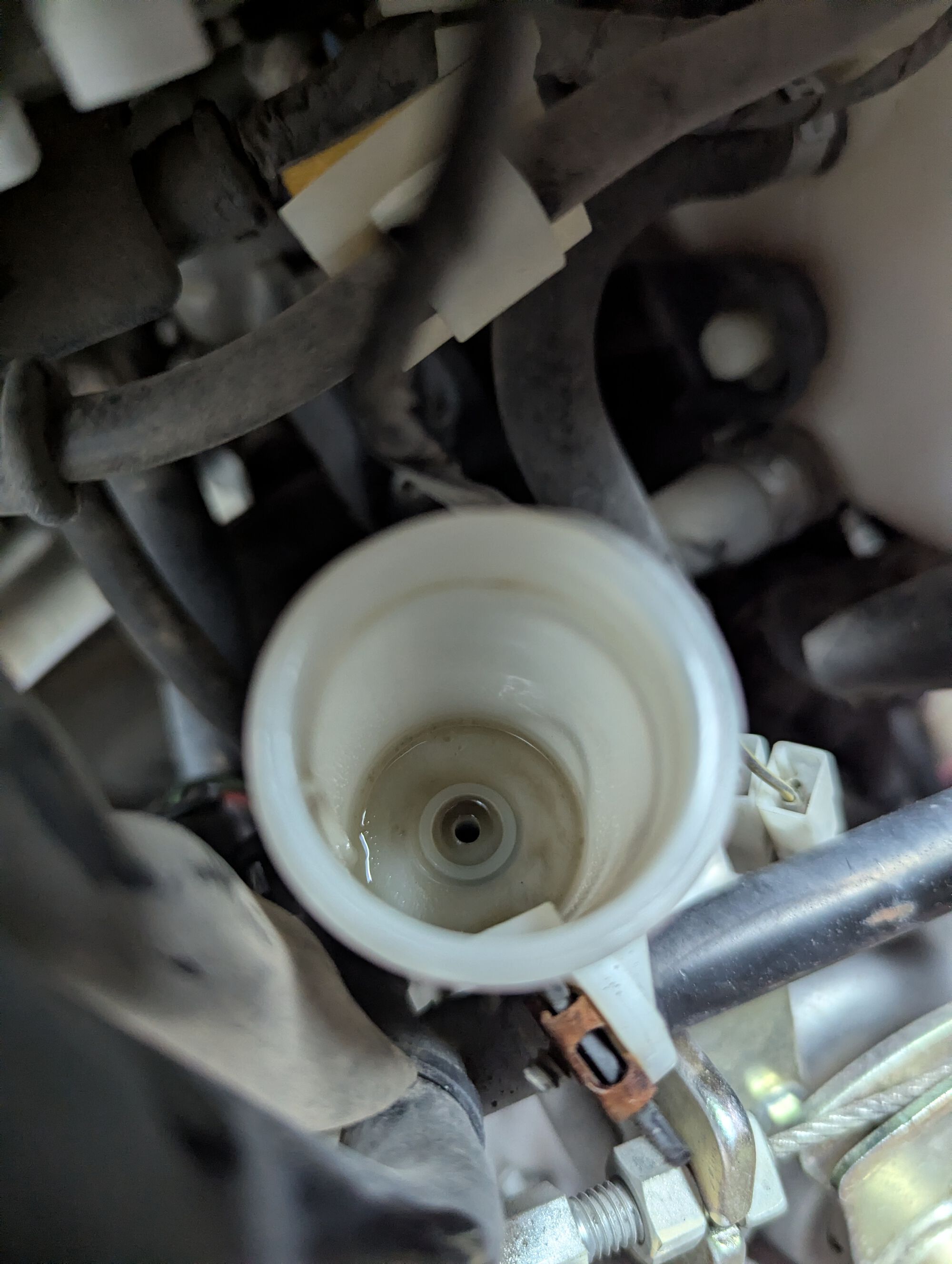 No DOT4 in the tilt lock hydraulic reservoir.