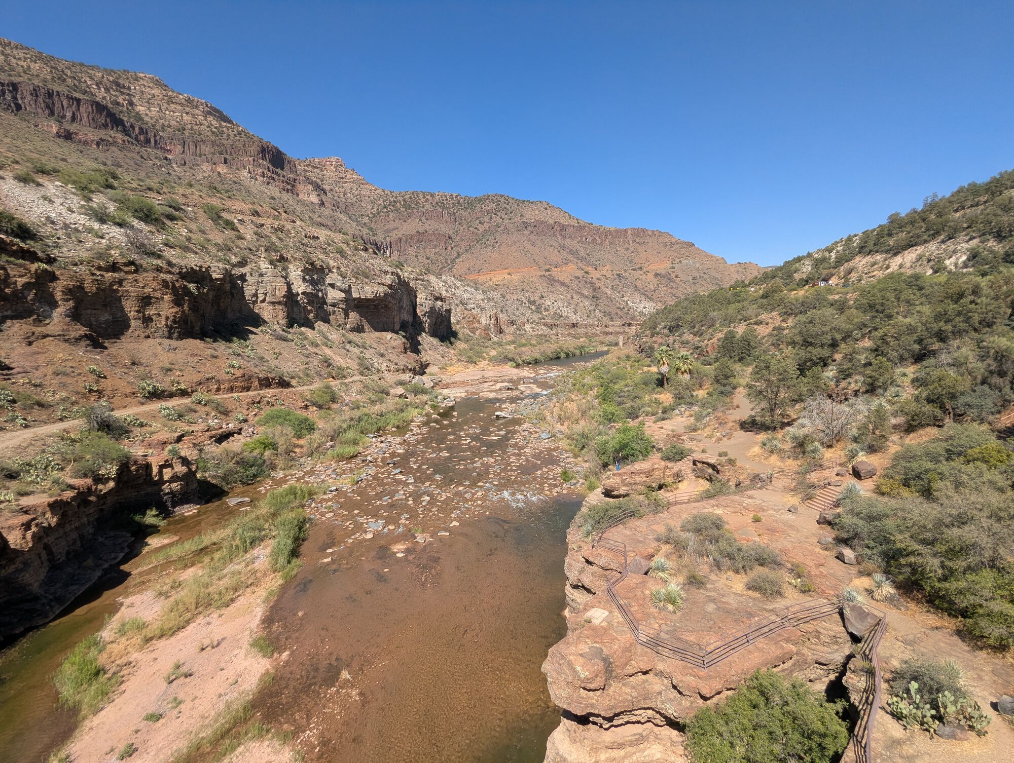 The bottom of Salt River Canyon. F22s from Luke AFB were mobbing through while we chilled for a few at the rest area.