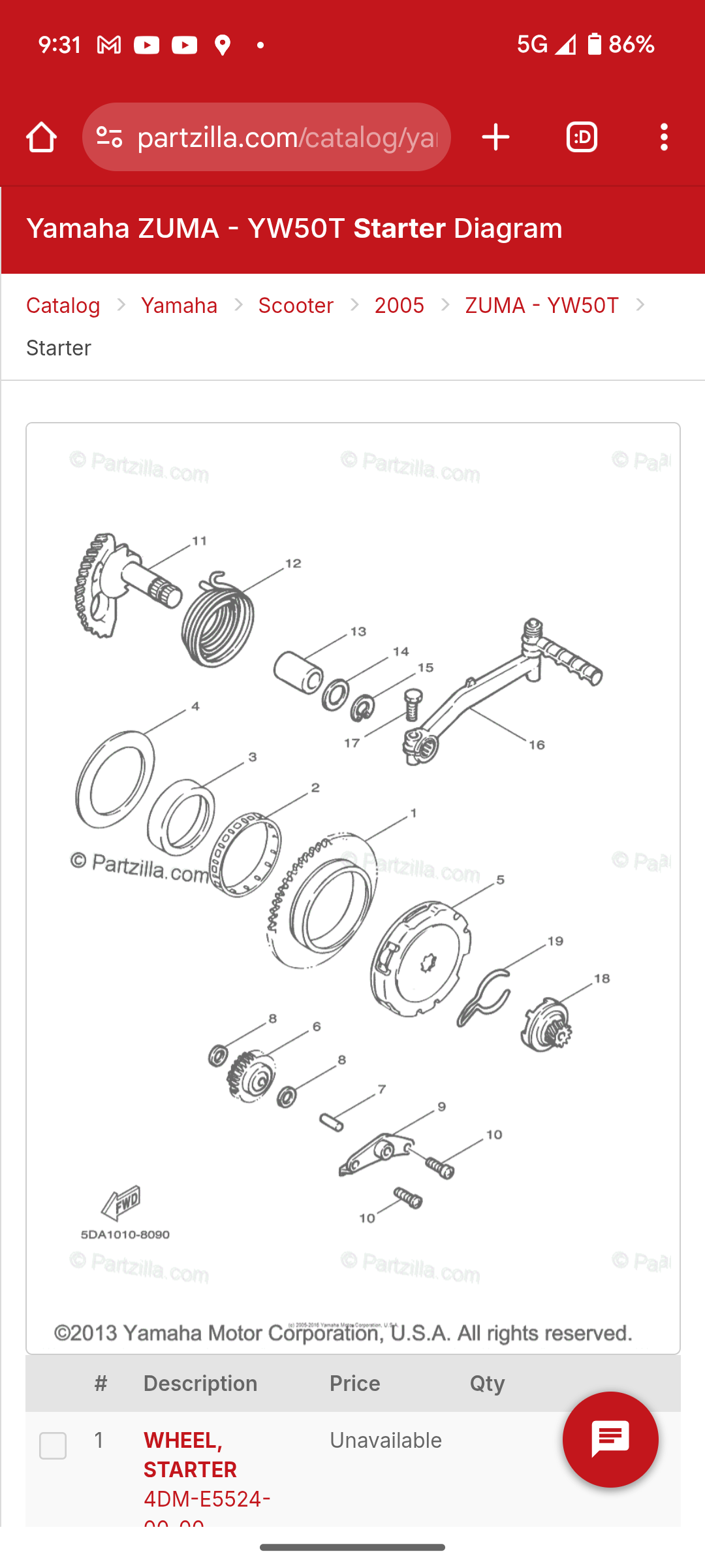 Part #s 1-5 make up the starting clutch assembly. Clean everything religously and lube the needle bearing thoroughly before reassembling.