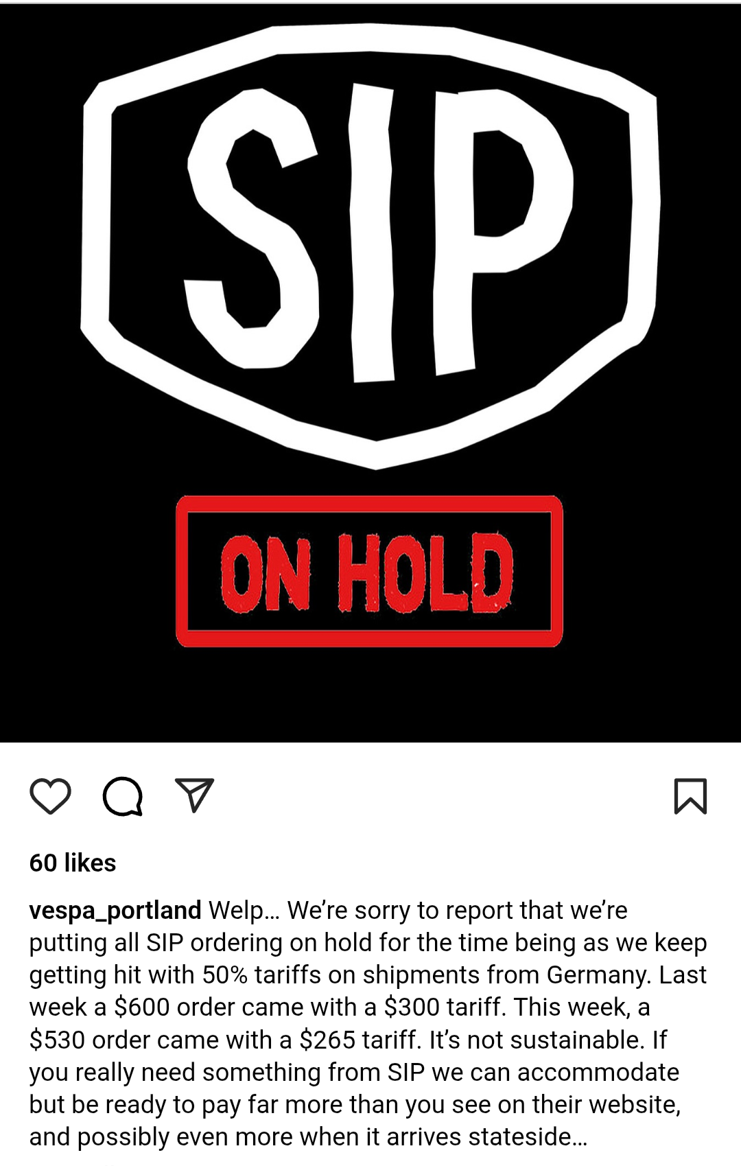 Vespa Portland is feeling the tariffs too.