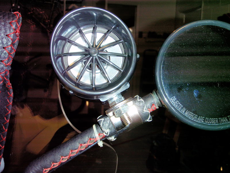 The speaker p-clamps as they are called by shark, are made for 7/8 or 1 inch. 22mil or 25 mil bars. I just beefef up my bar mirror post with multiple layers of leather. Works fine. I am investigationg a better clamp option for the 9/16 or 14 mm mirror pos