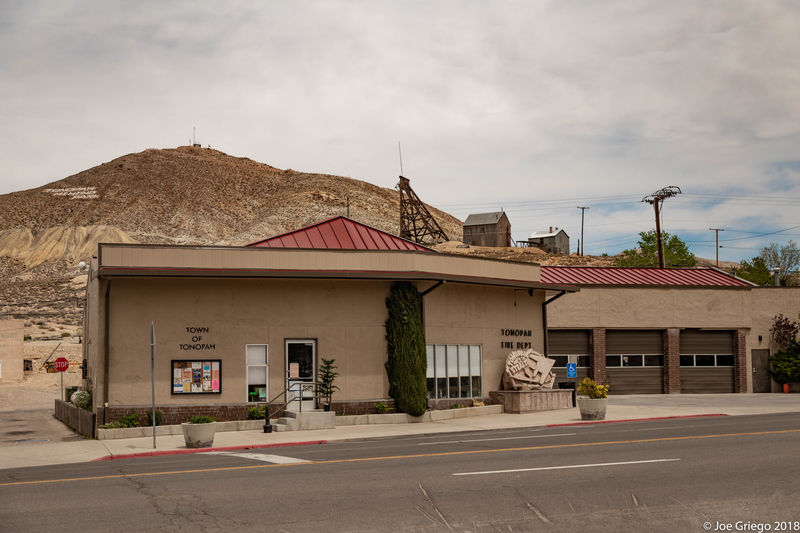 Looking at the mountain behind Main Street - it says Tonopah Mining Park"
