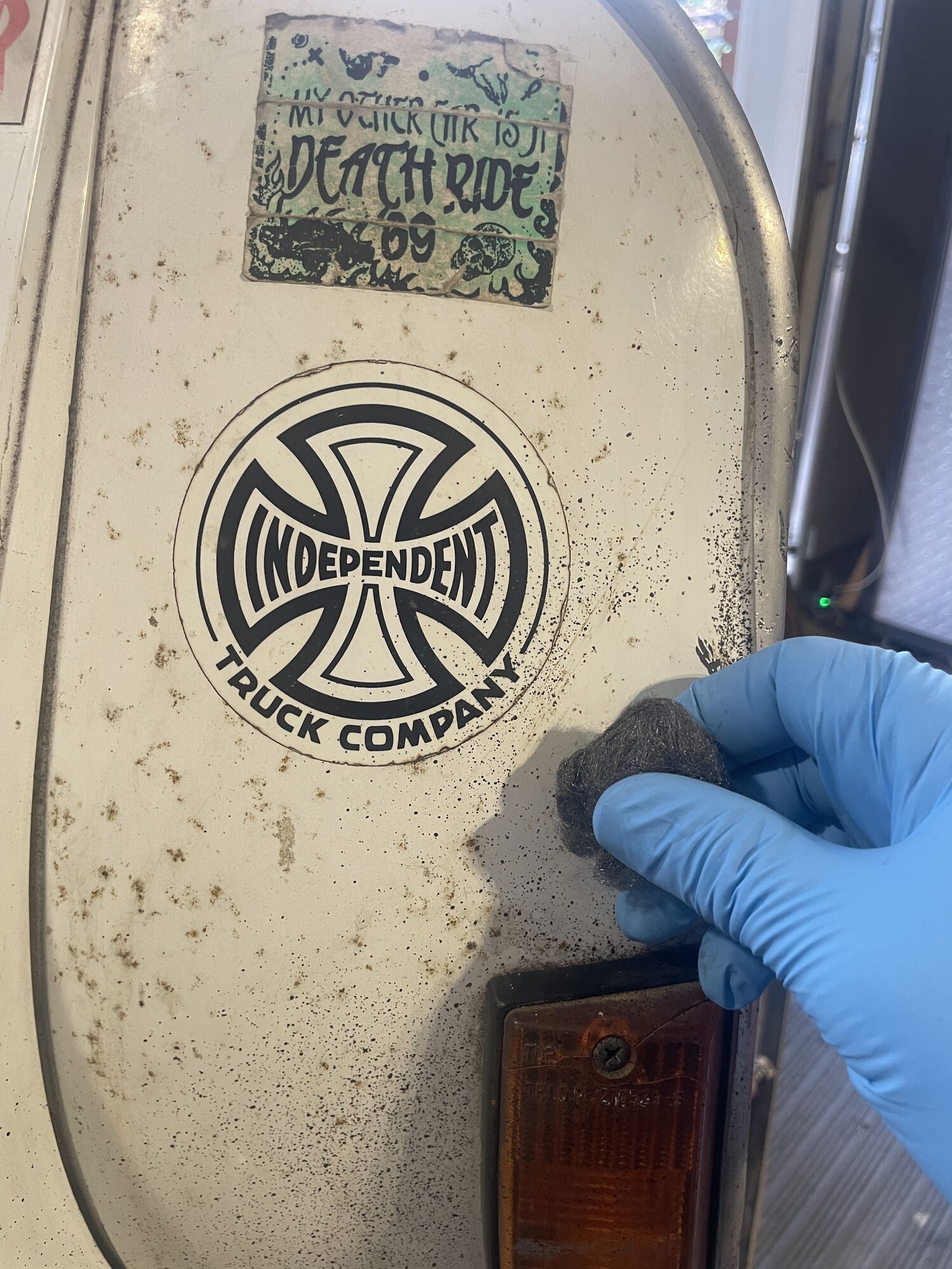 Removing bedliner over spray