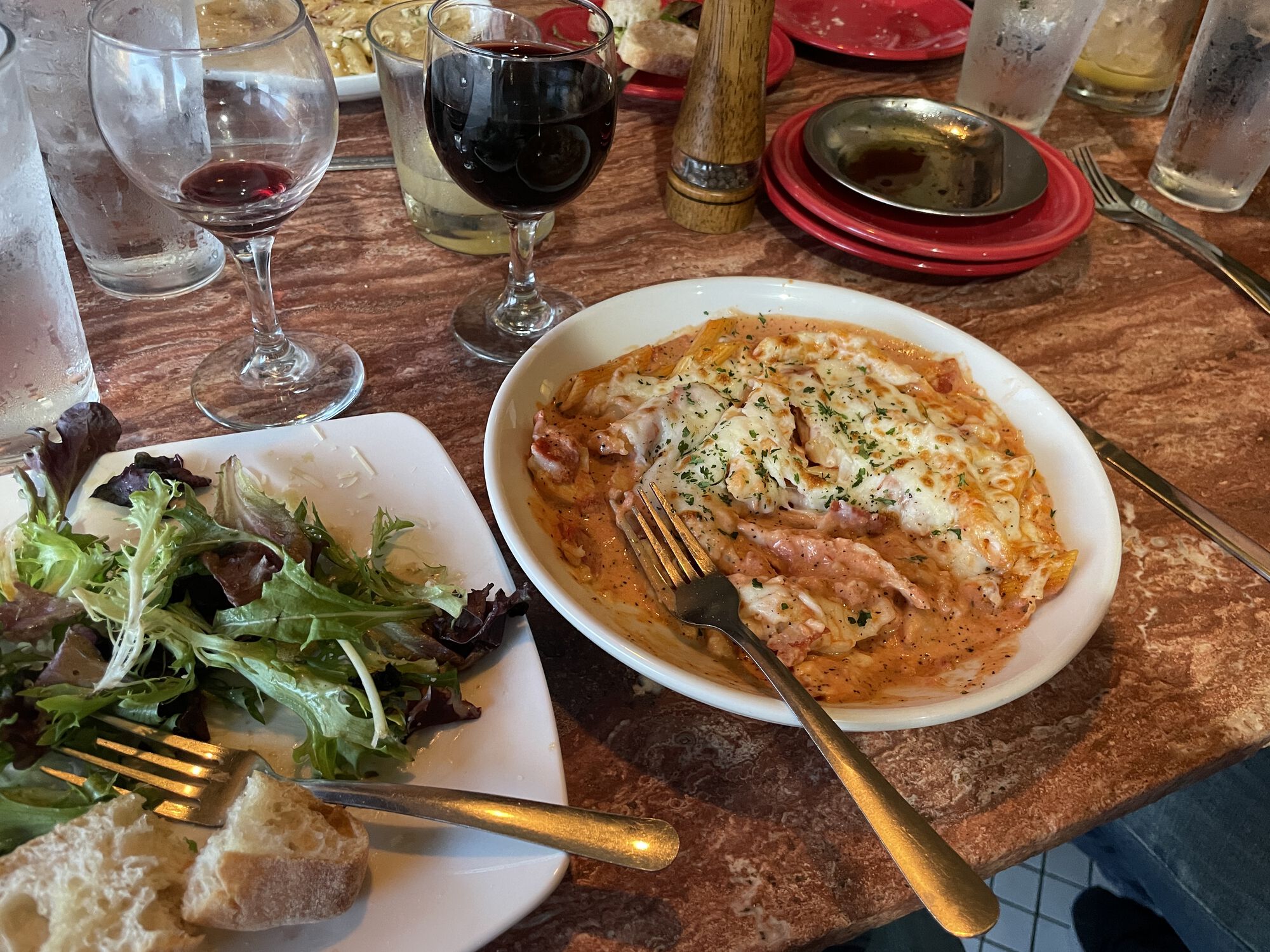 Obligatory food shot from dinner at Cafe Capri in Bryan, Texas. 80 miles clocked. Good friends and good times.