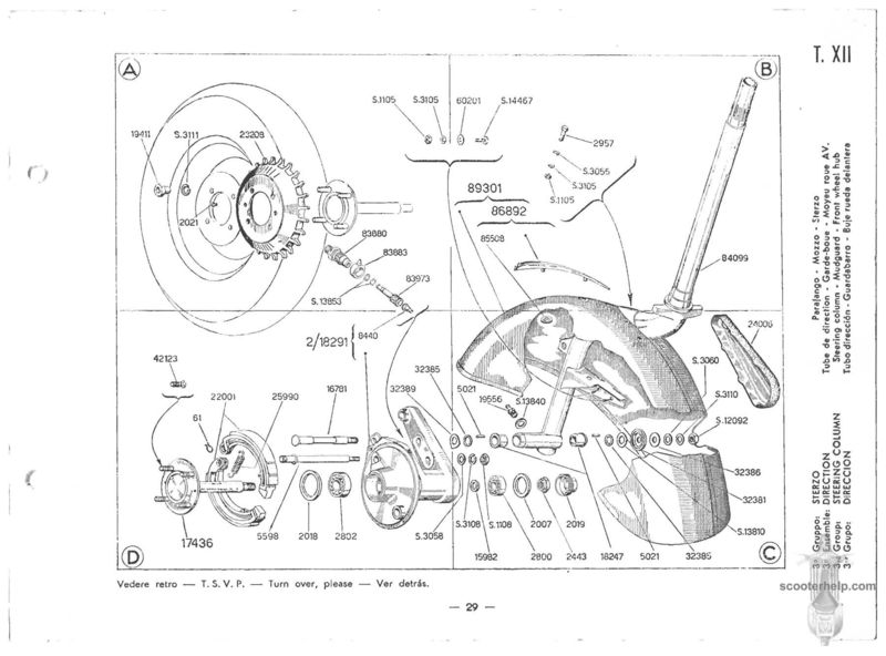 Modern Vespa : Vespa VBB front axle assembly