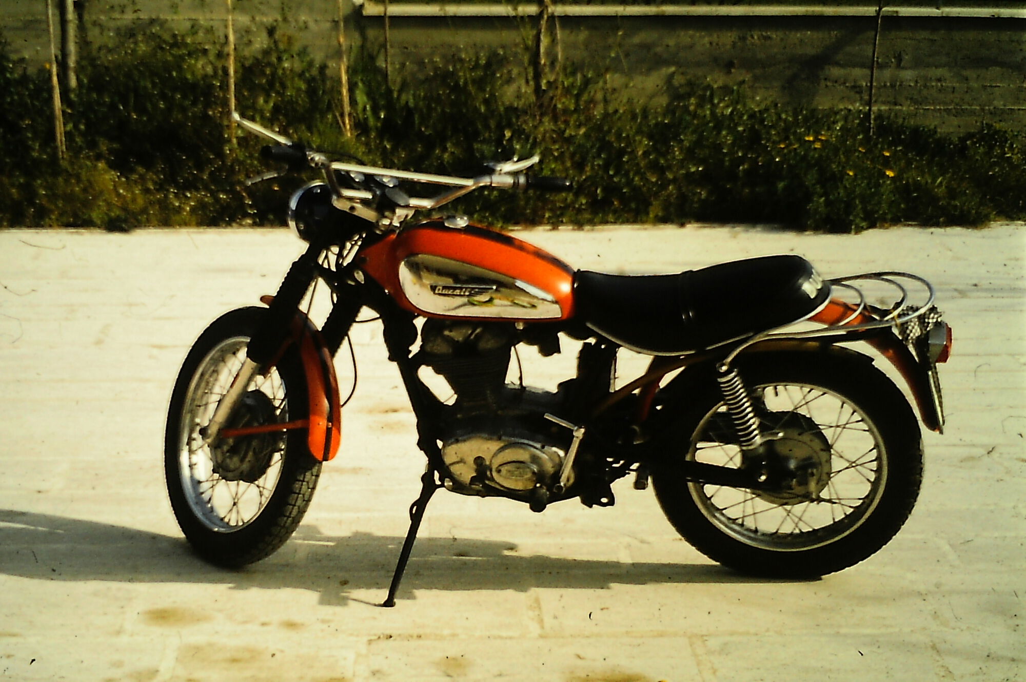 My Ducati in court yard of rented Villa.