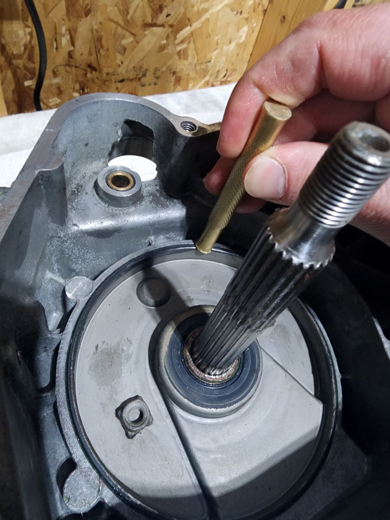 Brass punch around the outside lip of the seal.