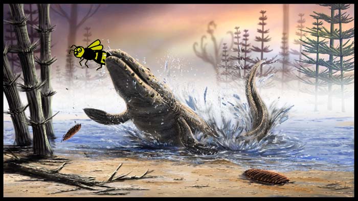 The Vespa wasp discovered too little too late that even in the Devonian one should wear AGATT.