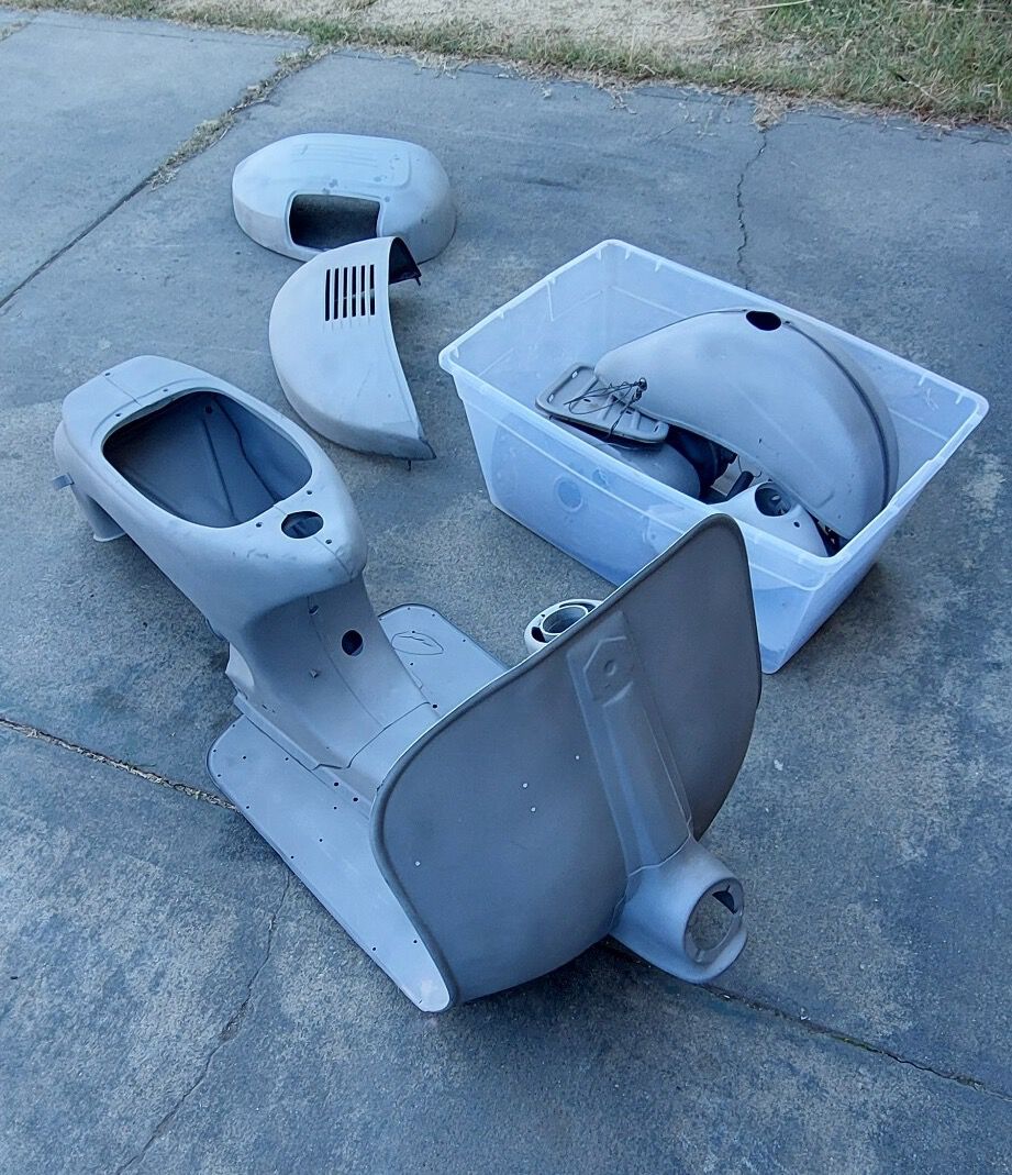 Down to the metal. I decided on repop cowls and front fender instead of trying to straighten the old ones.