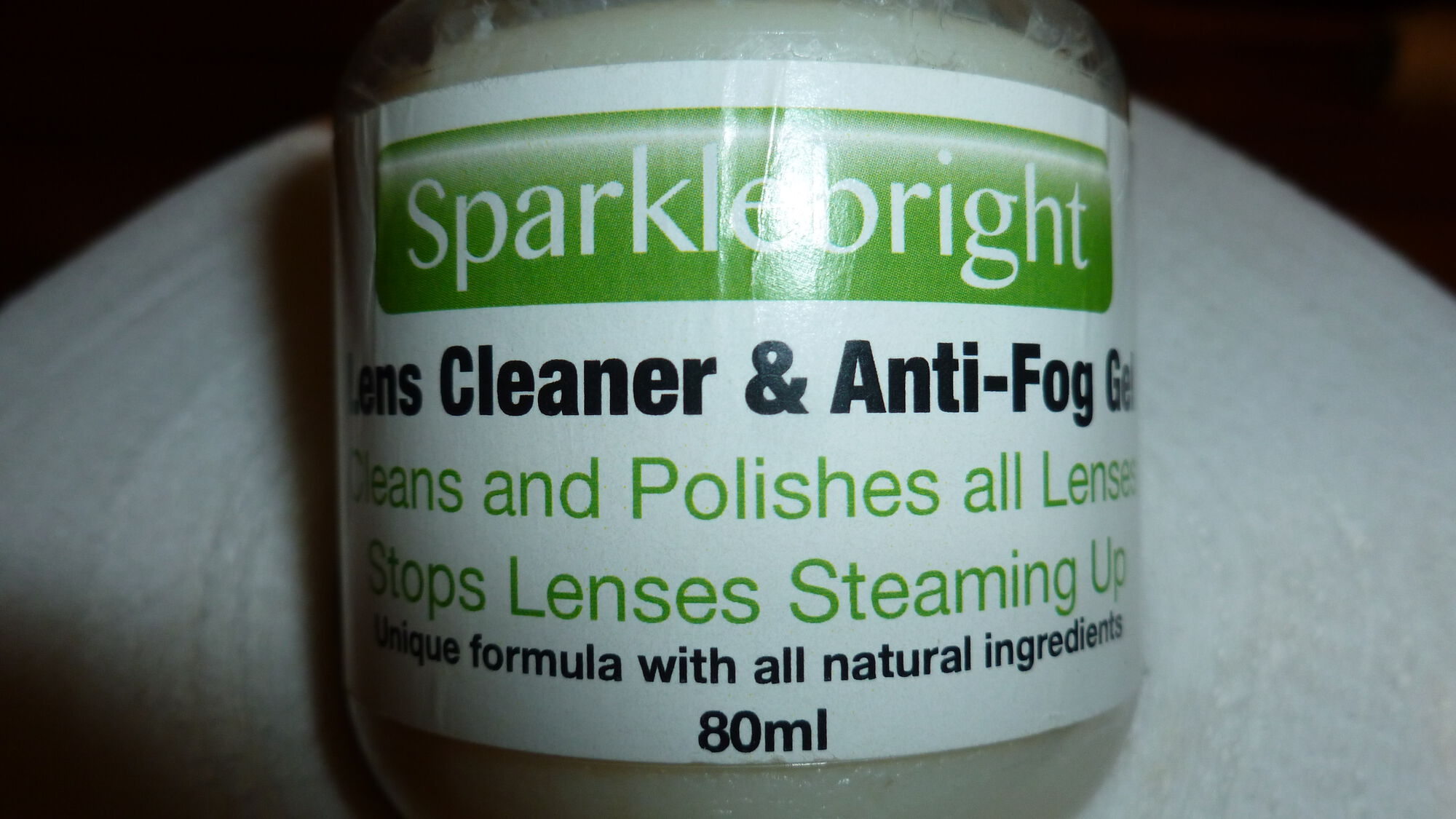 Sparklebright lens cleaner and anti fog gel