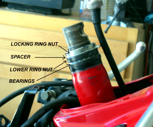 Finally, a look at the steering head upper bearings!