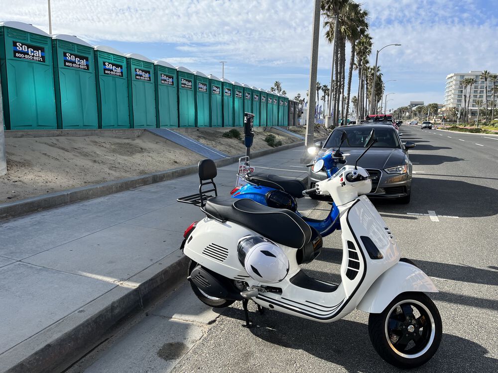 Huntington Beach last Friday, 50 mile out and back down the coast through 5 uniquely different beach cities to pick up bib and T/shirt for my kid that ran the HB half marathon