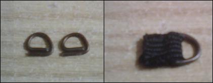 Made some D rings from pieces of metal coat hanger, and stitched on some strap material that came from the shoulder strap of the bag.