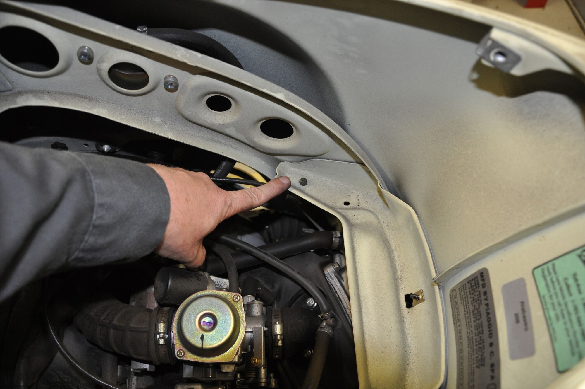 Details like where the guide for the throttle cable was attached to the frame...