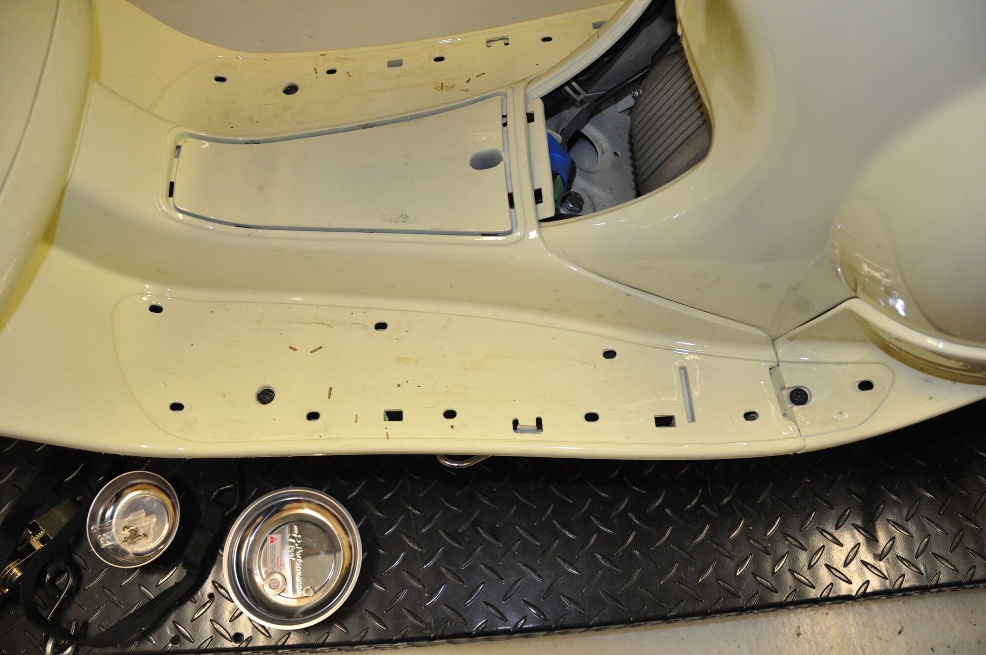 Rubber removed from the floorboards...