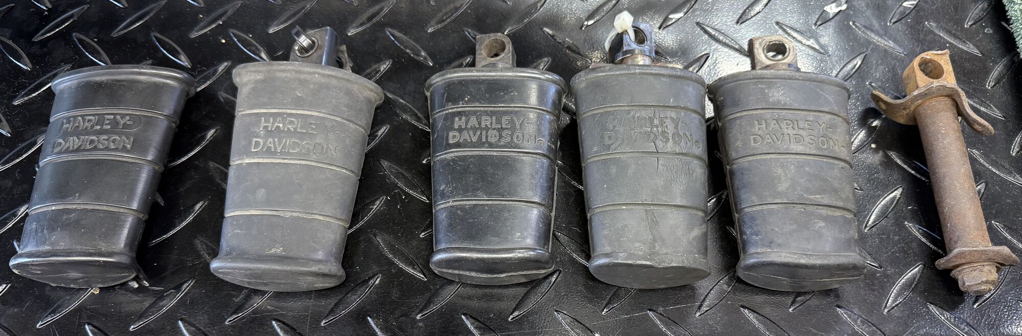 My collection of "popsicle" kickstart pedals. 4 of the 6 are rare OEM pieces.