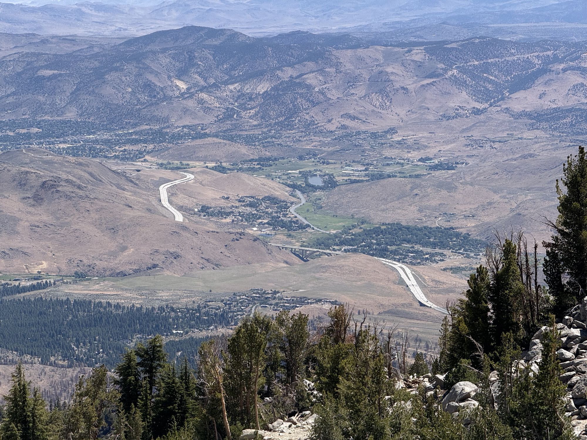 Looking down on the new US-395 between Reno and Carson City. The old US-395 is in the background and is a much nicer PTW ride.