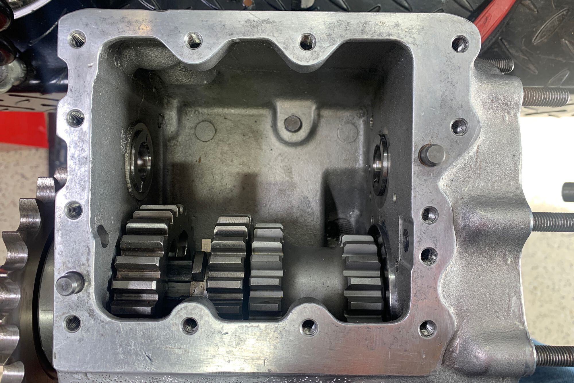 Main shaft in the case.