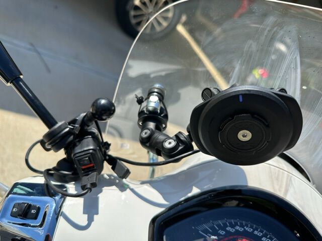 Dealer installed a  dual USB with battery monitor port is installed along with the Garmin Zumo XT plug