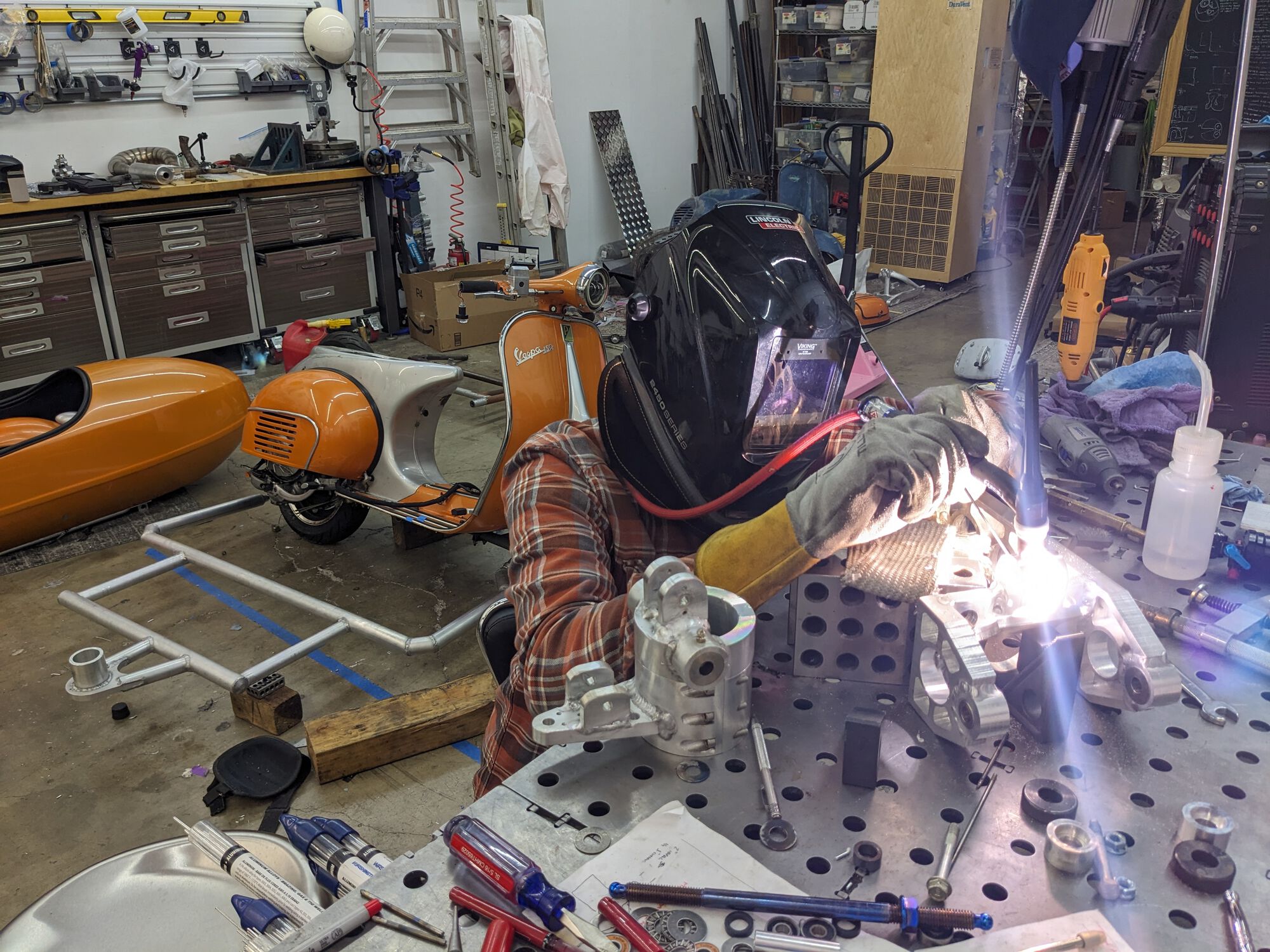 Ned TIG'ing away in a happier moment