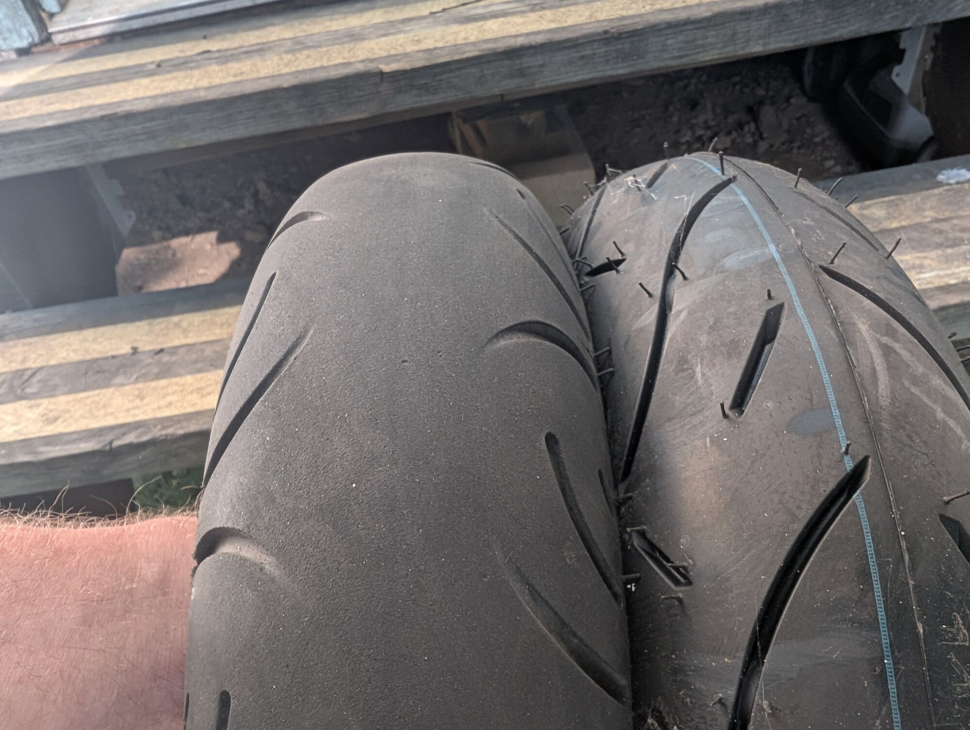 New tire waiting in the wings
