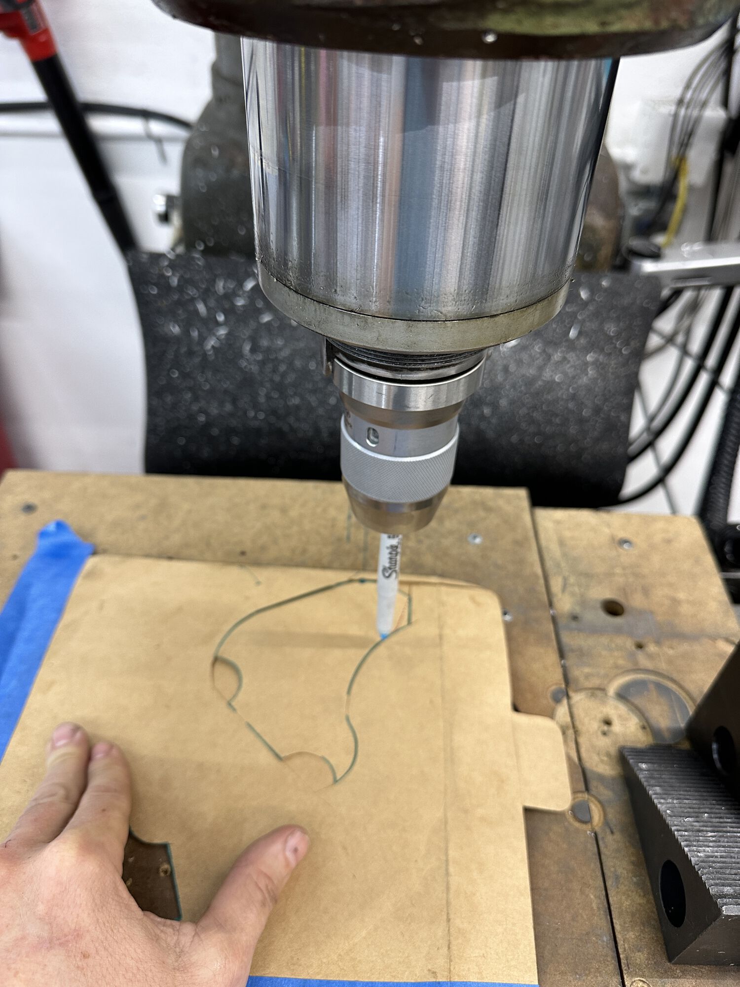I'm happier times, using the mill to draw my part to test