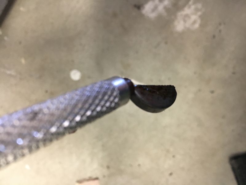 After fruitless search on floor - remembered I had a tool - sine I was 16 - not sure I have ever used it - fished it in to the motor blindly into the oil resevoir under the primary and... MIRACLE