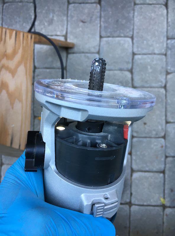 Put grinding bit in to a router - what could possibly go wrong?