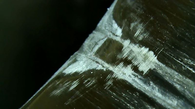 Here is the same spot in 10,000 magnification with my new electric microscope ($30 on Amazon!).  Showing I didnt do such a neat job.  But nicasiln is tapered  ¯\_(ツ)_/¯