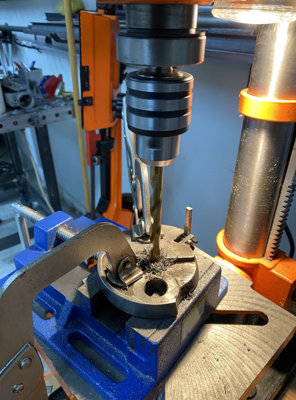 Drilled out the center - the factory left me a pilot hole