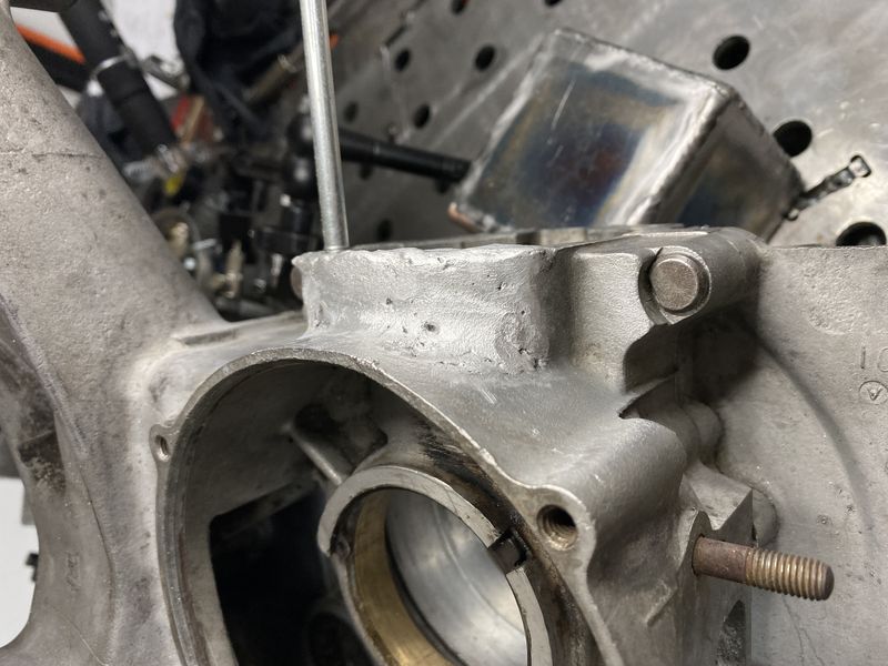 That my friends is a VBC case with solid thick port walls.  Those little holes are where some contaminates boiled up in the metal.  F*king bear to fix  - but Im tryin'