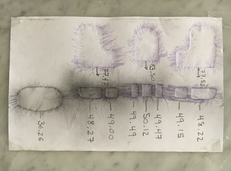 Tracing is just a map - used calipers on actual cyl to measure - see next.