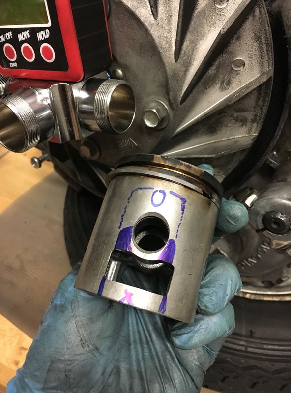Marked up old piston for some practice