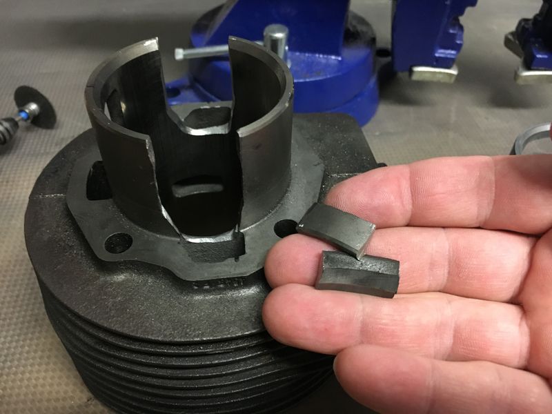 Oops.  Cut the PISTON skirt, not the CYLINDER skirt.  Chuckle - was great practice.  Will get it right on the Polini.  Working on that now.