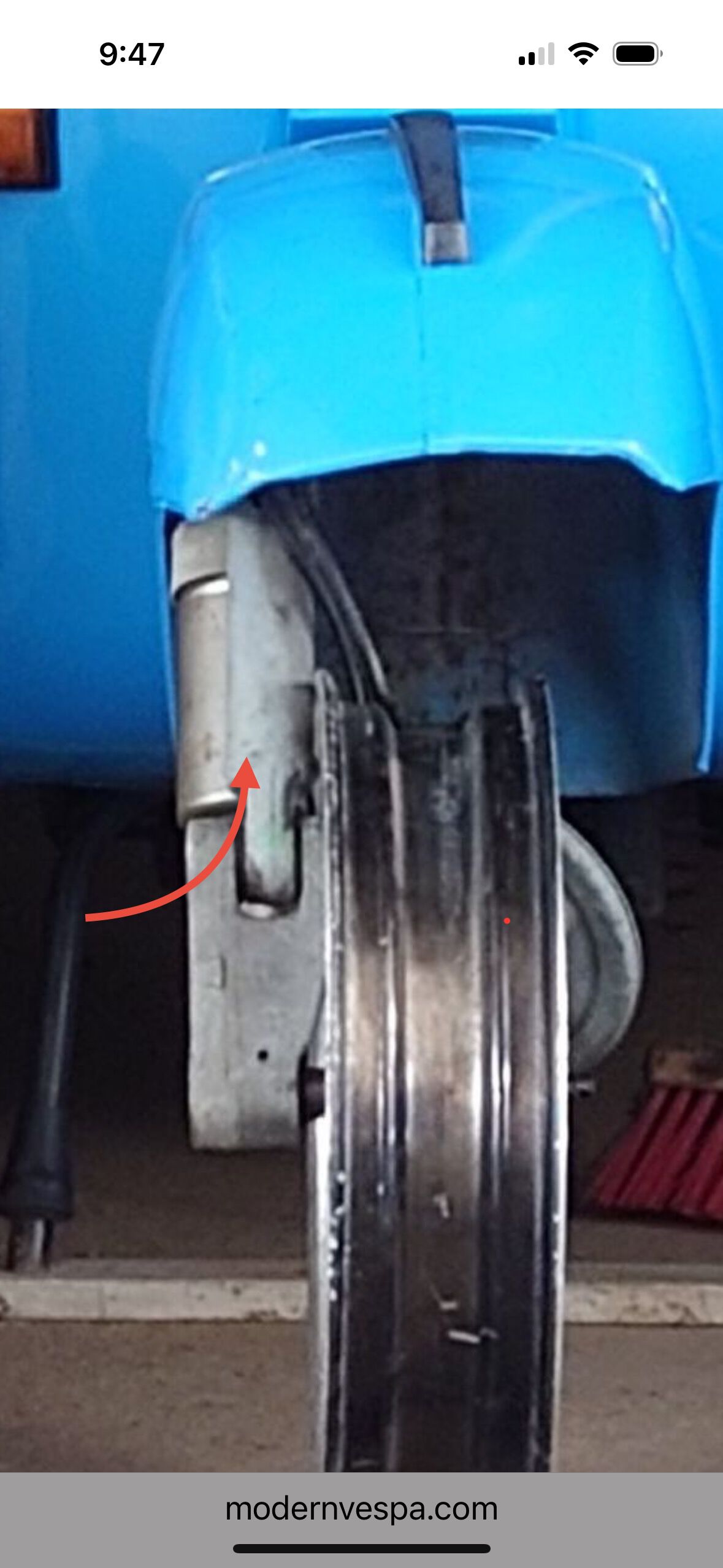 Red arrow shows seam that needs to be ground off.