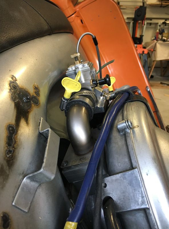 Dry fit - clears engine and frame better - will be able to work on some form of bell mouth and bellows.