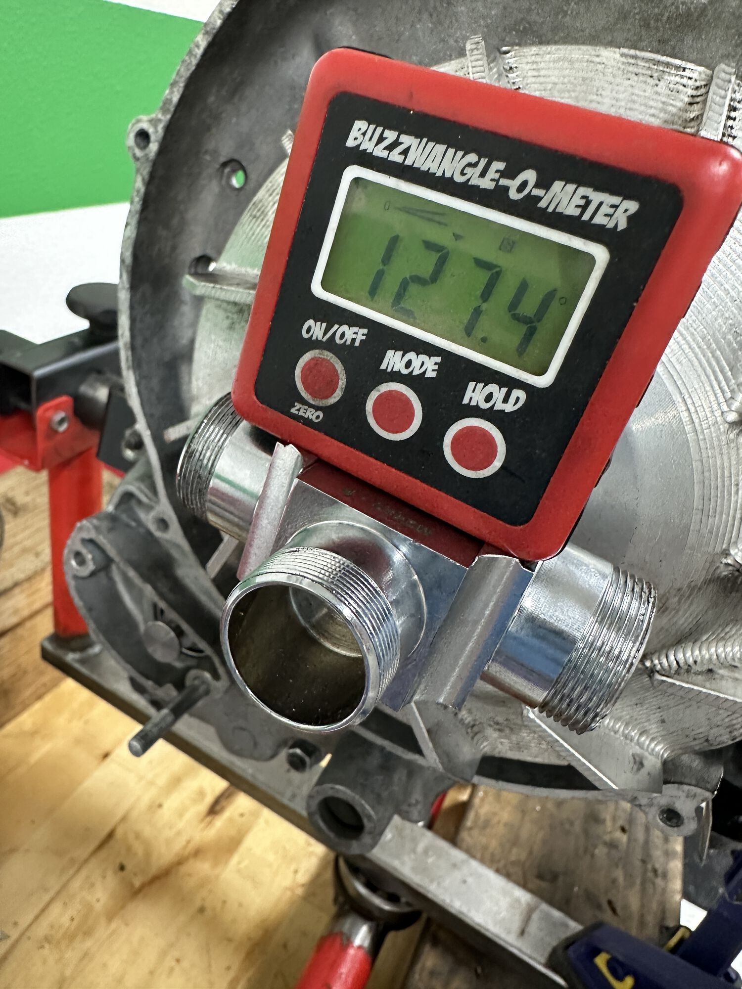 Measuring for ED using my Buzzwangle (see what I did there?). Note - this is one of the places everyone varies.  So I tried a new method that I liked for establishing when the piston was closing off the Ex port.
