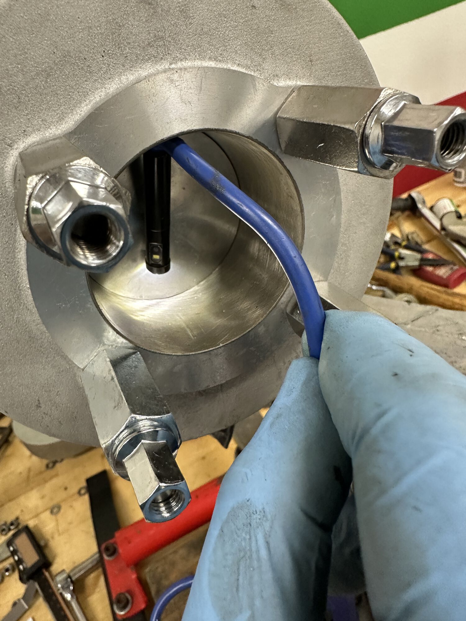 New method.  Used borescope set where I could see the actual roof AND chamfer.  If you look carefully, you can see just a hair of the chamfer here