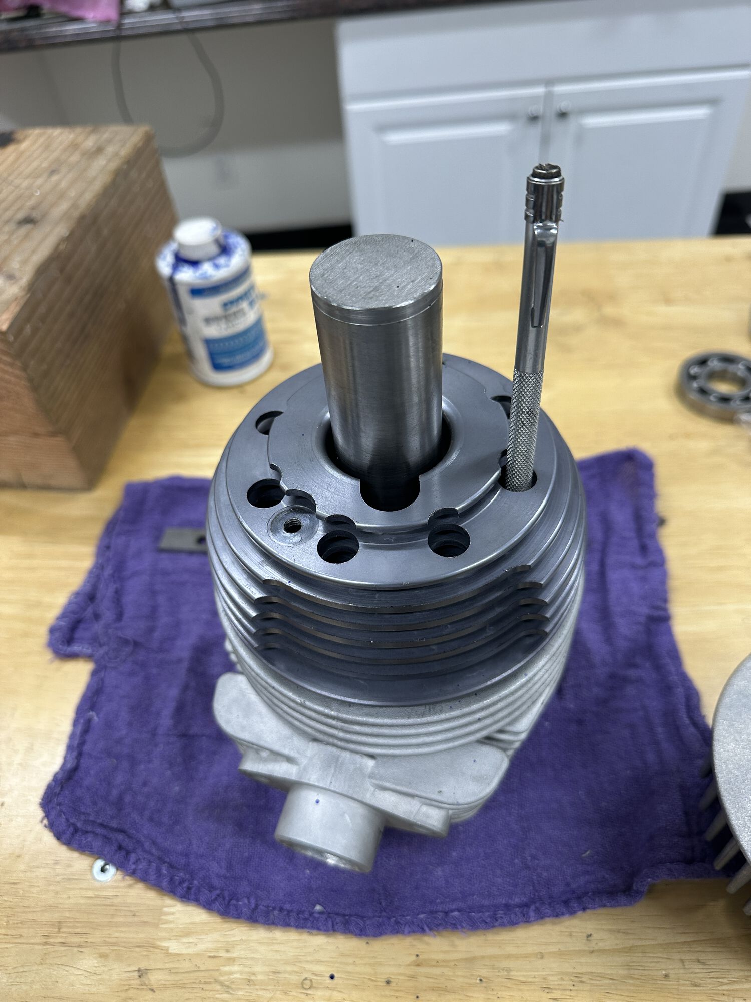 Assembled with scribe inserted so I could spin it to get a mark on the cylinder