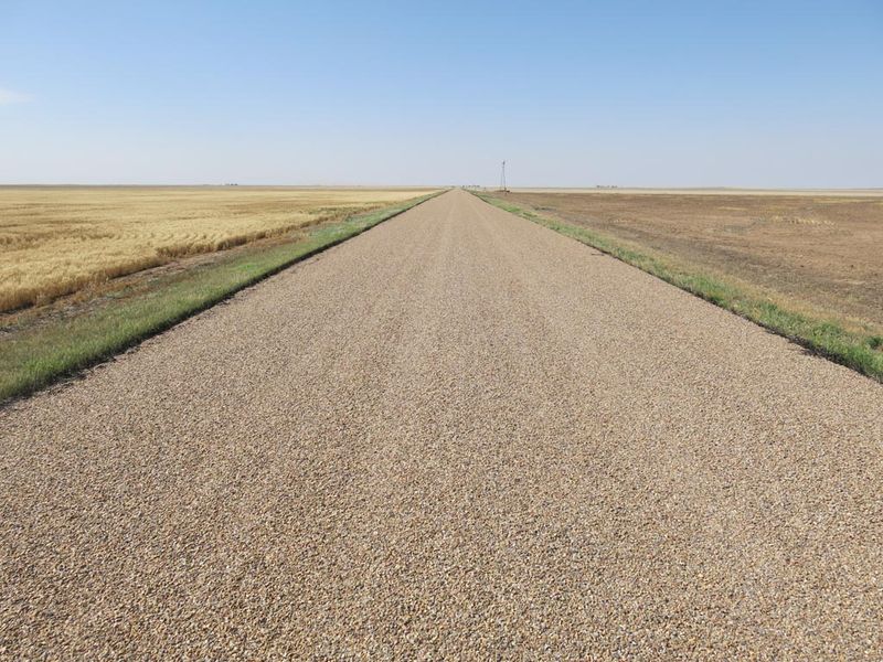 Newly graveled road. Incredibly difficult to drive in.