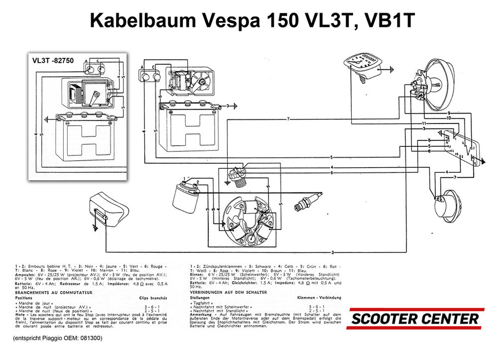 Modern Vespa : Wiring vl3t